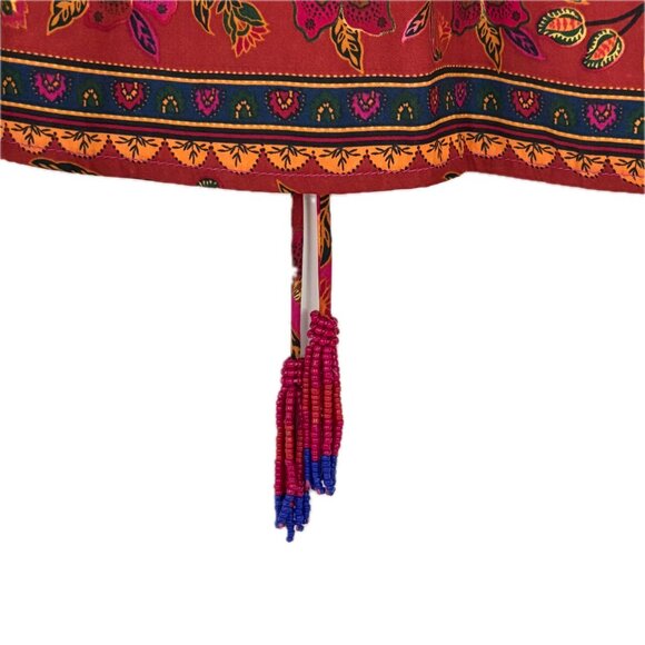 Rachel Zoe Vibrant Floral Boho Peasant Blouse Long Sleeve Pullover Ruffles Sz S - Picture 7 of 15